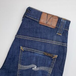 Nudie Jeans Thin Finn Men's 33x34(29"L) Dark Wash Denim Organic Cotton Stretch